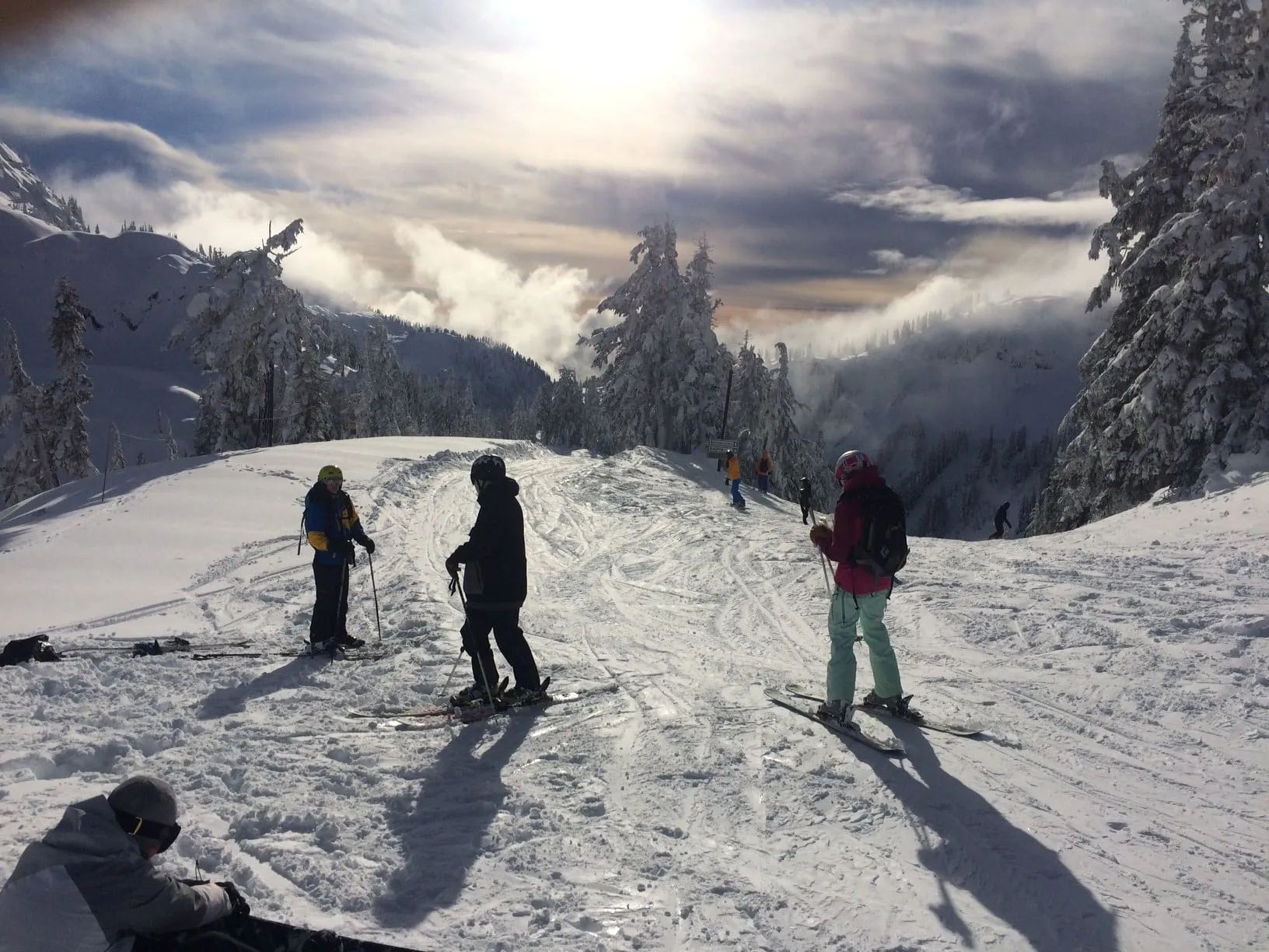 Deep midwinter snow in the Upper Austin area above the Heather Meadows base at Mt. Baker Ski Area