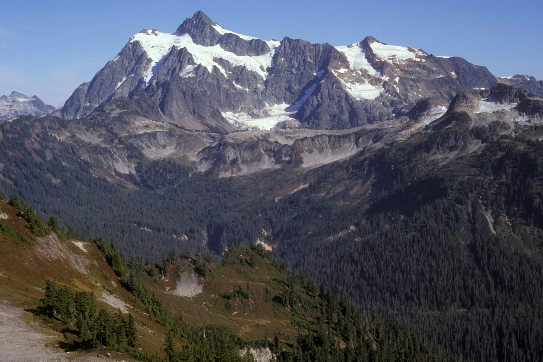Mount Shuksan rising above the Mt. Baker Ski Area base