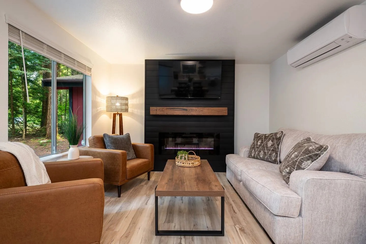 Cozy living room with fireplace and comfortable seating